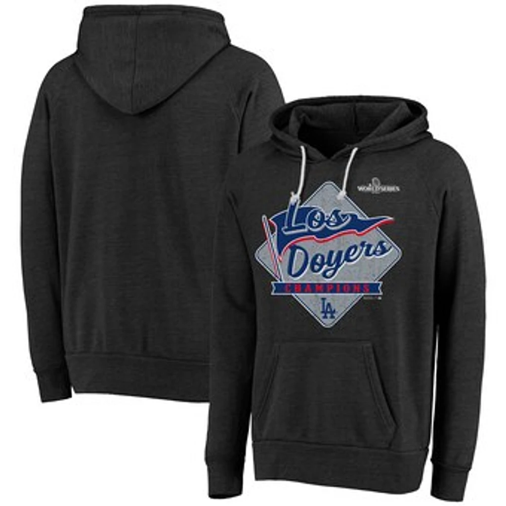 Men's Majestic Threads Black Los Angeles Dodgers 2024 World Series Champions  Tri-Blend Pullover Hoodie