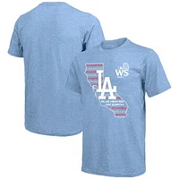 Men's Majestic Threads Light Blue Los Angeles Dodgers 2024 World Series Champions  Tri-Blend Local T-Shirt