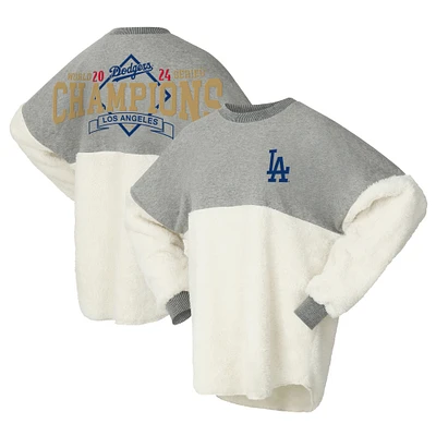 Women's Fanatics Cream Los Angeles Dodgers 2024 World Series Champions Cuddle Long Sleeve Sweater