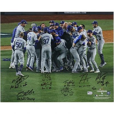 Los Angeles Dodgers Autographed 2024 World Series Champions 16" x 20" Celebration Photograph with 8 Signatures and Multiple Inscriptions - Limited Edition of 25