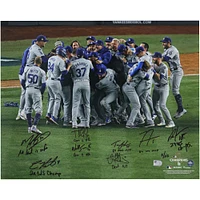 Los Angeles Dodgers Autographed 2024 World Series Champions 16" x 20" Celebration Photograph with 8 Signatures and Multiple Inscriptions - Limited Edition of 25