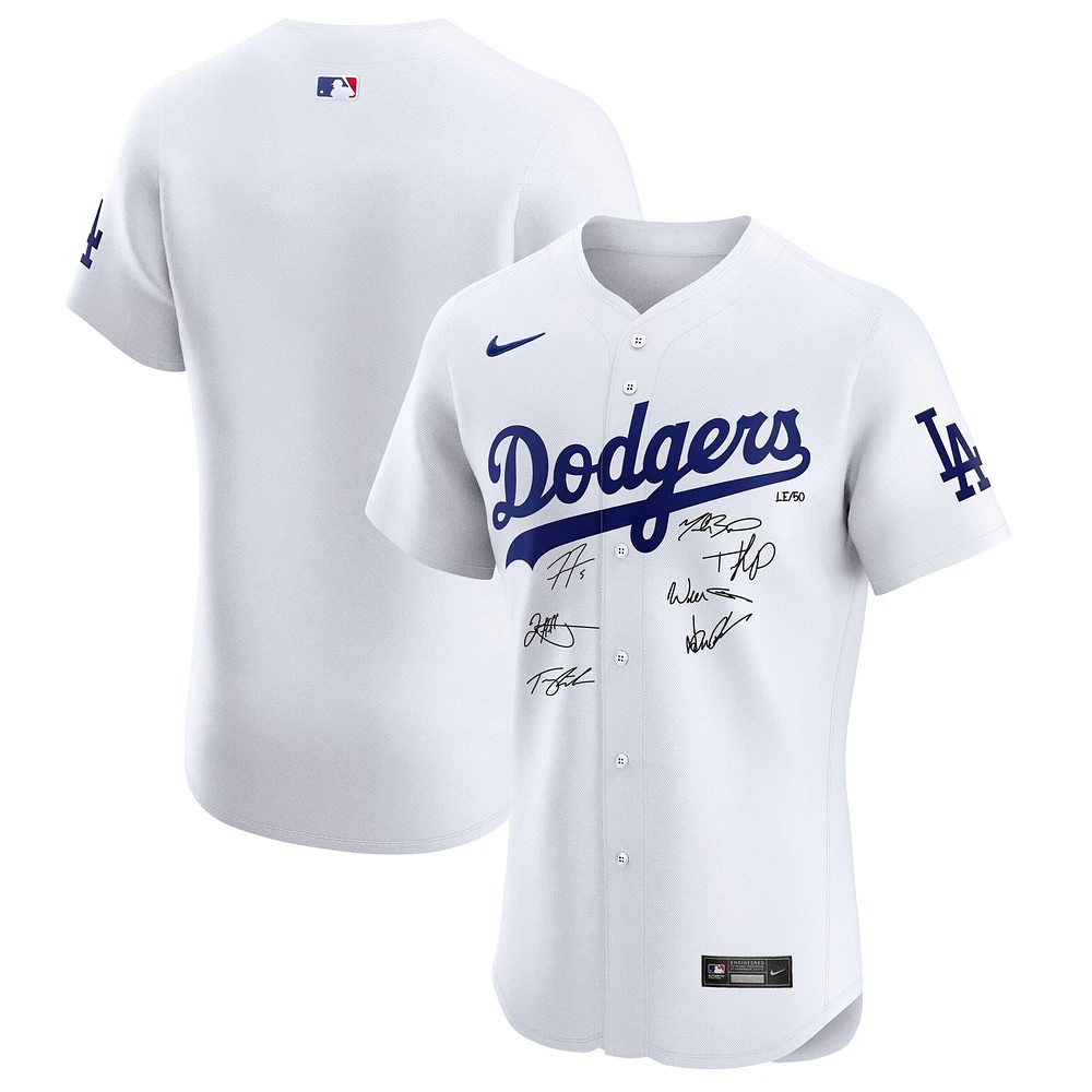 Los Angeles Dodgers Autographed 2024 World Series Champions Nike White Authentic Jersey with At Least 7 Signatures - Limited Edition of 50