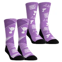 Unisex Rock Em Socks Purple St. Louis Blues 2024 Hockey Fights Cancer Two-Pack Crew Set