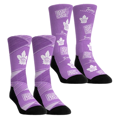 Unisex Rock Em Socks Purple Toronto Maple Leafs 2024 Hockey Fights Cancer Two-Pack Crew Set