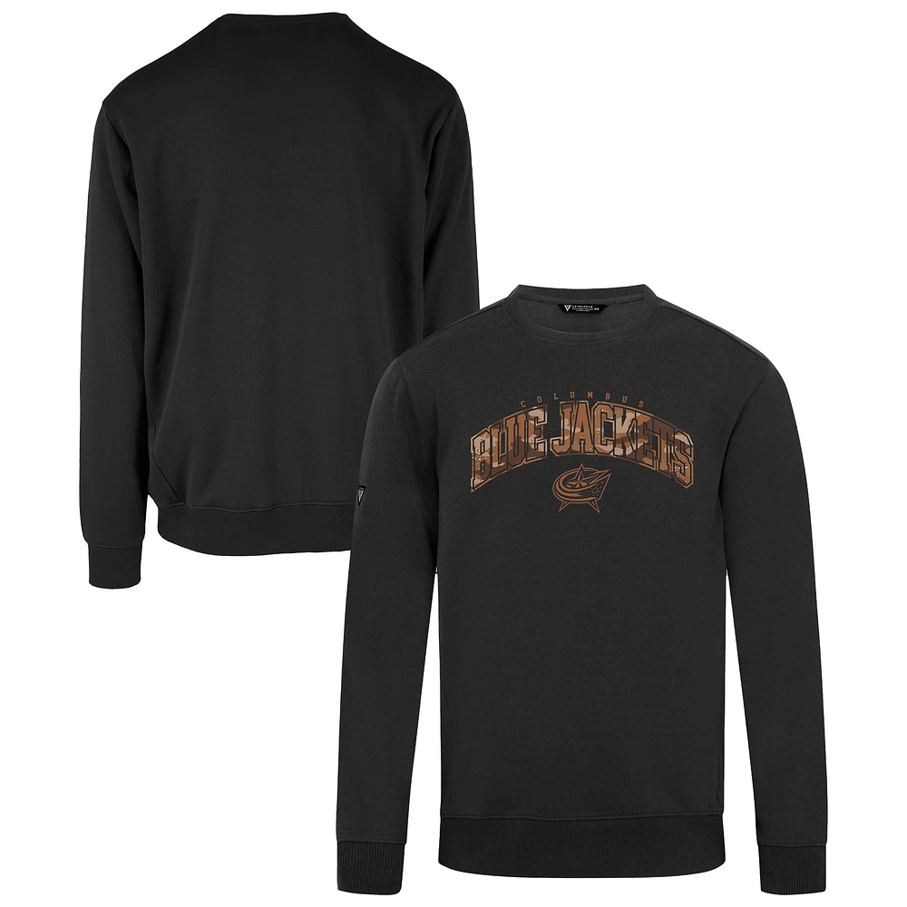 Men's Levelwear Black Columbus Blue Jackets Pullover Crewneck Sweatshirt