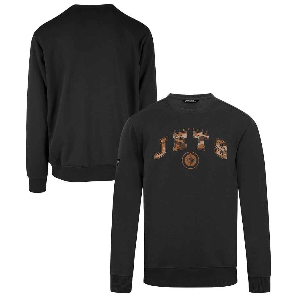 Men's Levelwear Black Winnipeg Jets Pullover Crewneck Sweatshirt