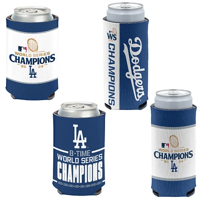 WinCraft Los Angeles Dodgers 2024 World Series Champions Four-Pack 12oz. Can & Slim Can Cooler Set