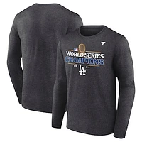 Men's Fanatics Heather Charcoal Los Angeles Dodgers Big & Tall 2024 World Series Champions Locker Room Long Sleeve T-Shirt