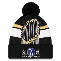 Men's New Era Black Los Angeles Dodgers 2024 World Series Champions Locker Room Cuffed Knit with Pom