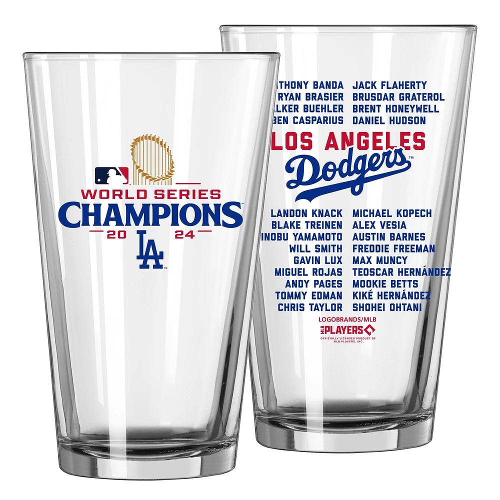 Los Angeles Dodgers 2024 World Series Champions Two-Pack 16oz. Roster Pint Glass Set