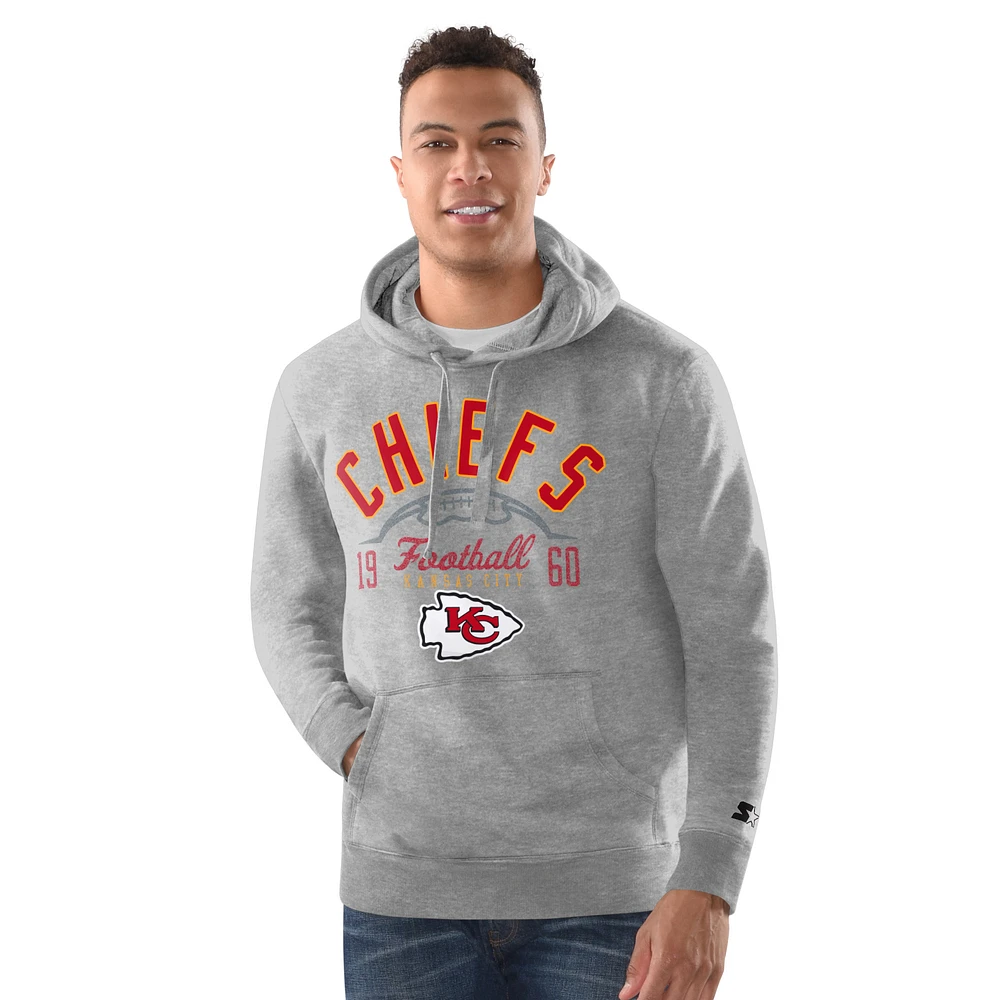 Men's Starter  Heather Gray Kansas City Chiefs Pullover Hoodie