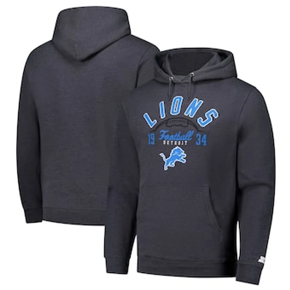 Men's Starter  Charcoal Detroit Lions Pullover Hoodie