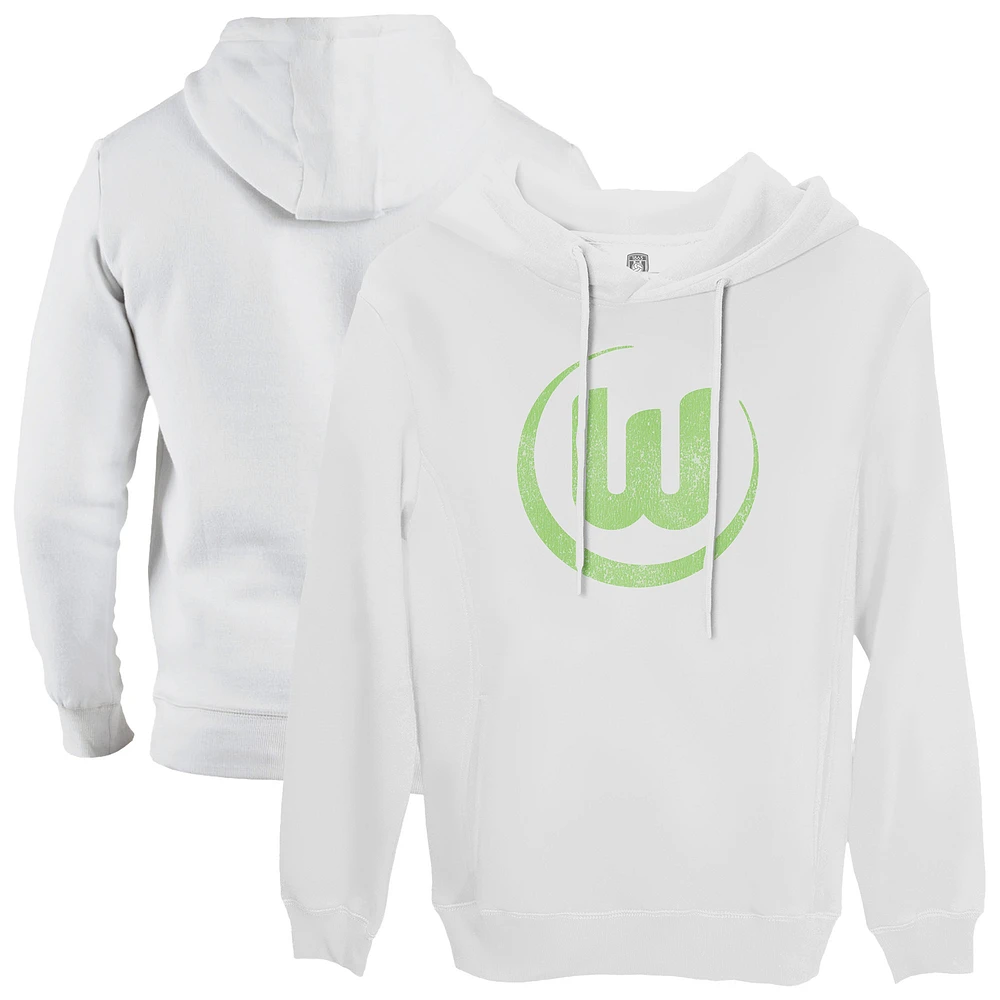 Men's 1863FC White VfL Wolfsburg Color Badge Fleece Pullover Hoodie