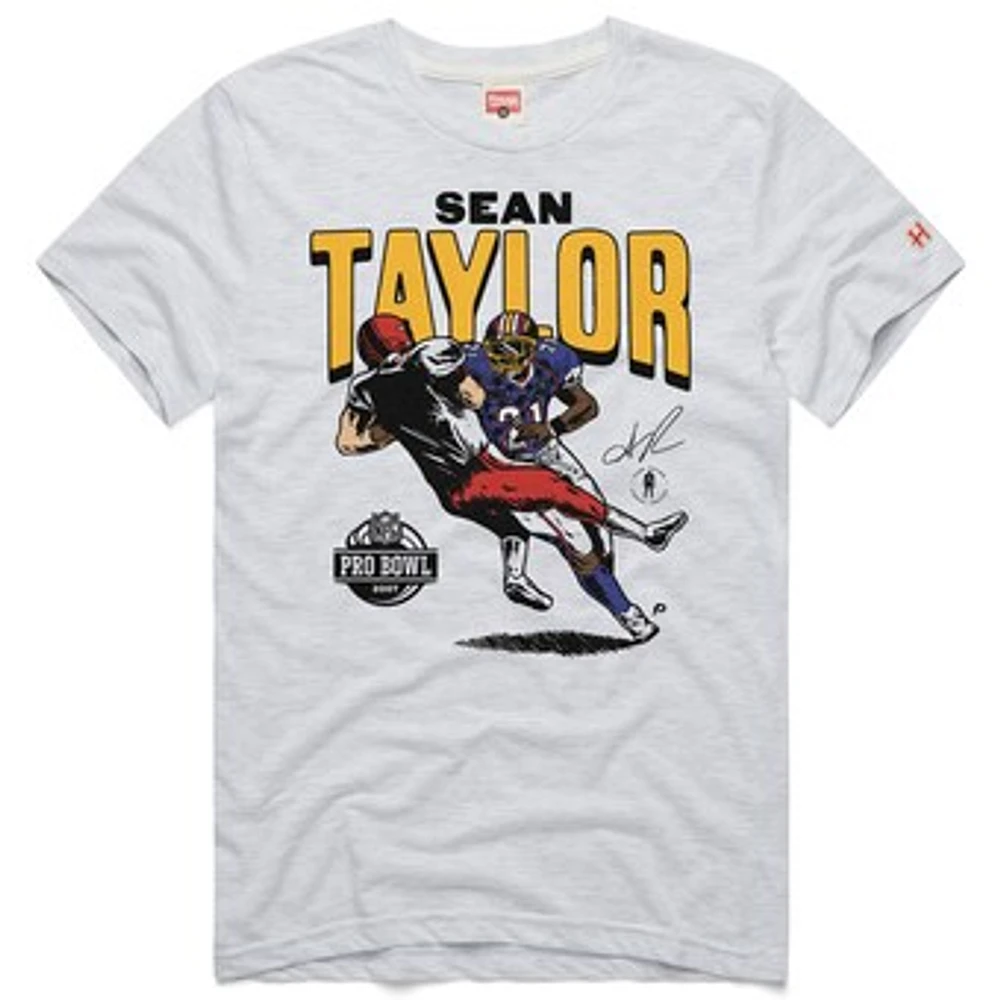 Men's Homage Sean Taylor Ash Washington Commanders 2007 Pro Bowl Caricature Tri-Blend T-Shirt