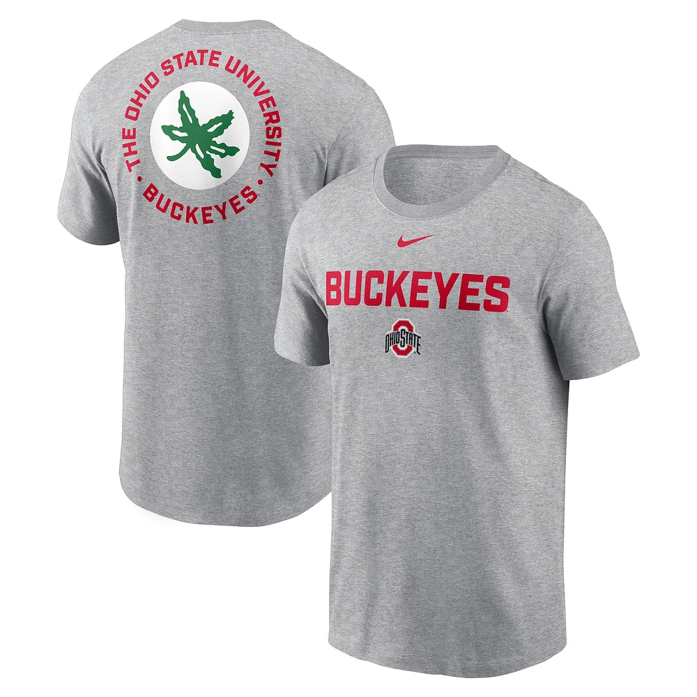 Men's Nike Heather Gray Ohio State Buckeyes Campus 2-Hit T-Shirt
