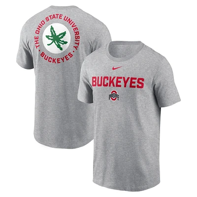 Men's Nike Heather Gray Ohio State Buckeyes Campus 2-Hit T-Shirt