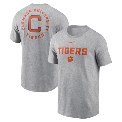 Men's Nike Heather Gray Clemson Tigers Campus 2-Hit T-Shirt