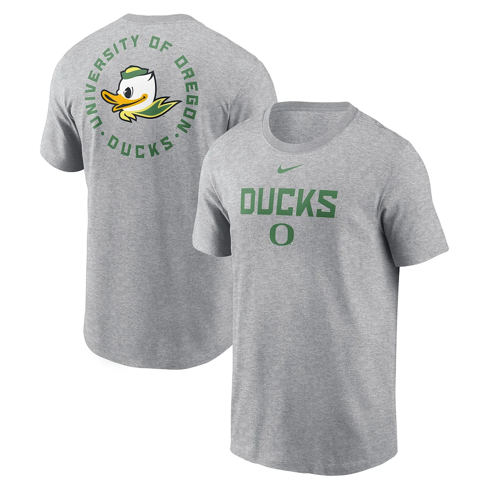 Men's Nike Heather Gray Oregon Ducks Campus 2-Hit T-Shirt
