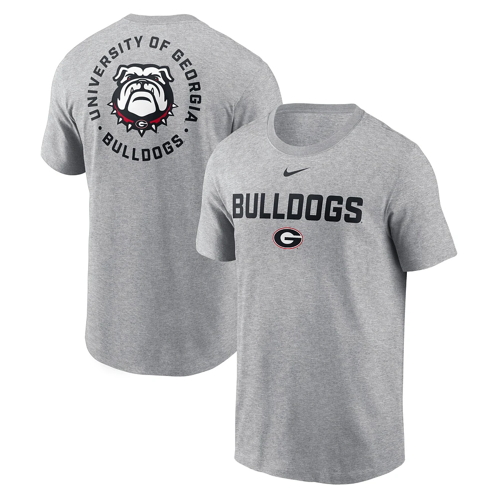 Men's Nike Heather Gray Georgia Bulldogs Campus 2-Hit T-Shirt