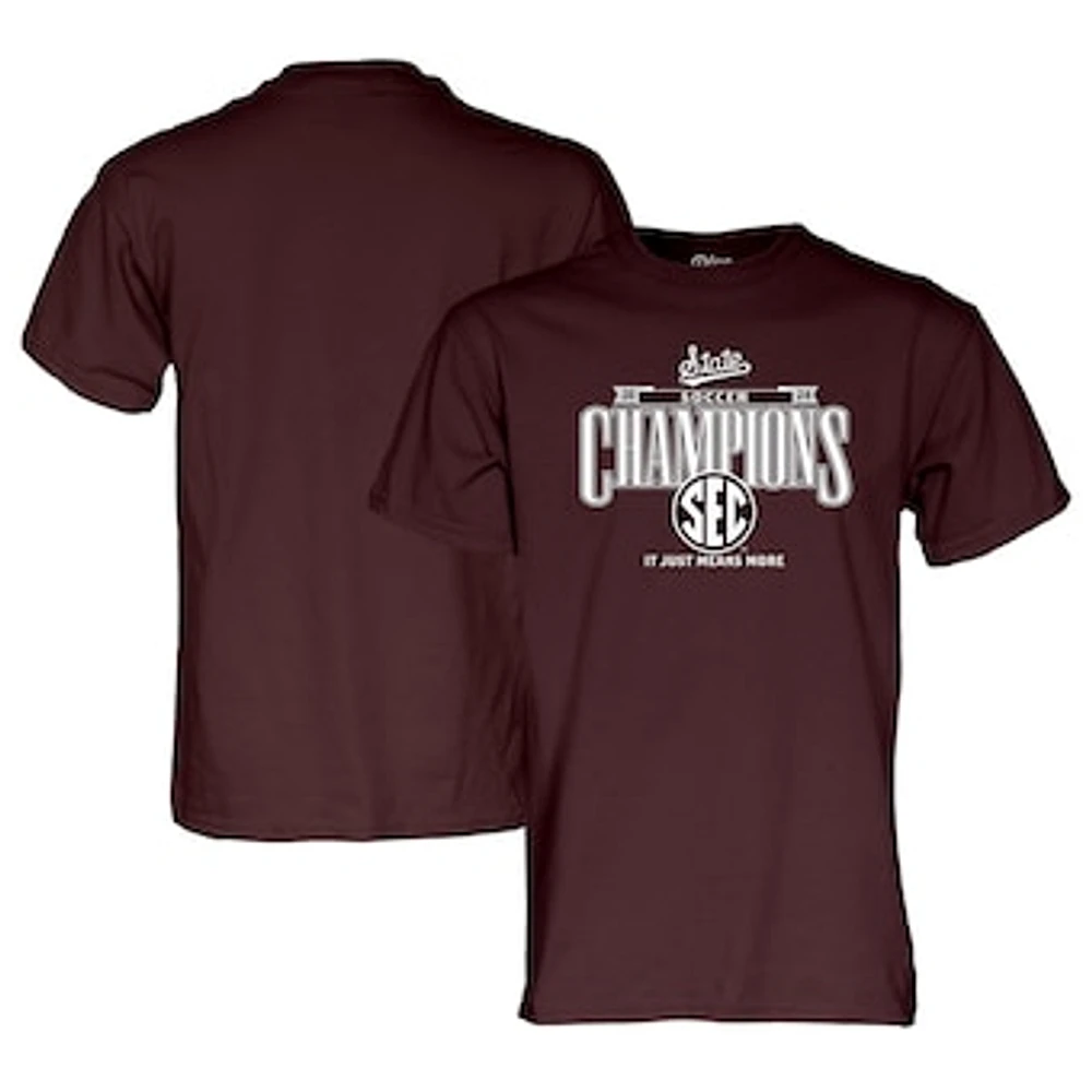 Unisex Blue 84 Maroon Mississippi State Bulldogs 2024 SEC Women's Soccer Regular Season Champions Locker Room T-Shirt