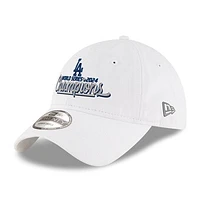 Men's New Era White Los Angeles Dodgers 2024 World Series Champions Cursive 9TWENTY Adjustable Hat