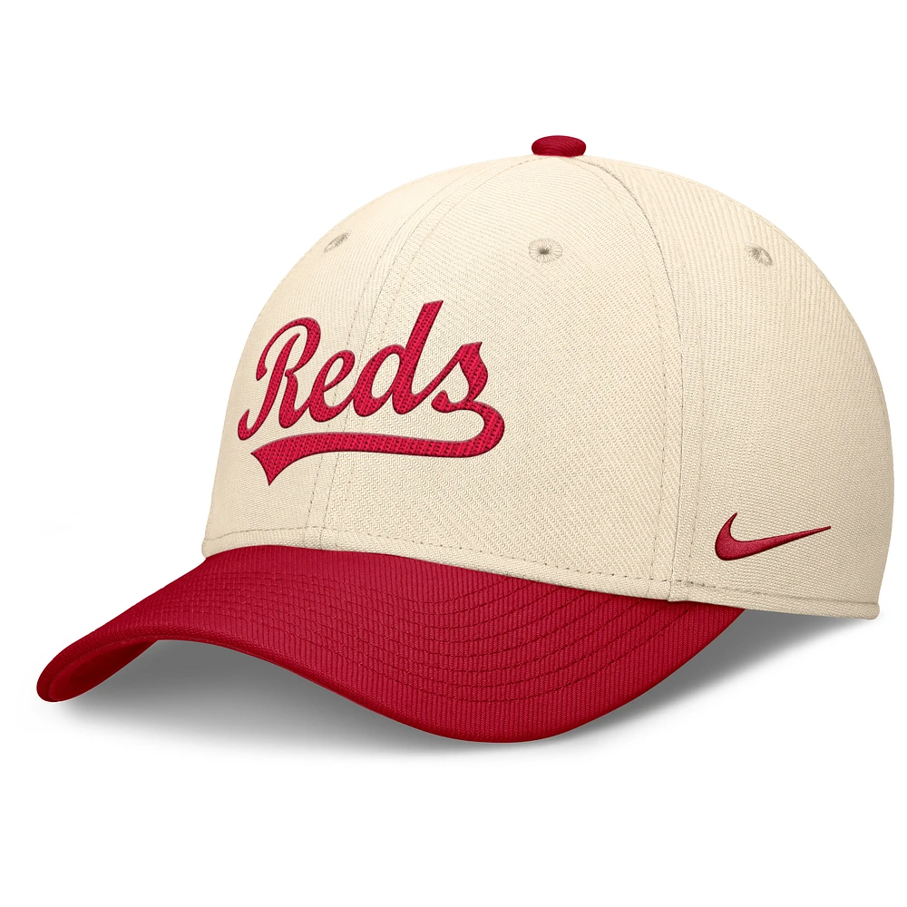 Men's Nike Natural/Red Cincinnati Reds Statement Rise Performance Flex Hat