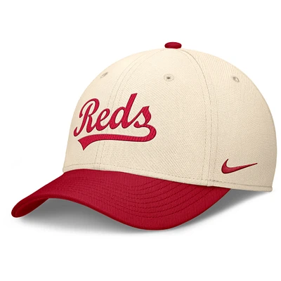 Men's Nike Natural/Red Cincinnati Reds Statement Rise Performance Flex Hat