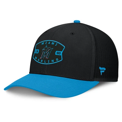 Men's Miami Marlins Fanatics Black/Blue Cutoff Adjustable Trucker Hat