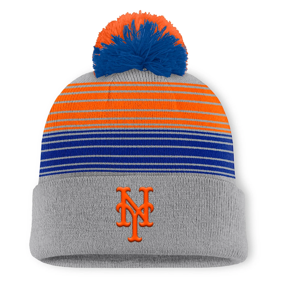 Men's New York Mets Fanatics Gray Balk Cuffed Knit Hat with Pom