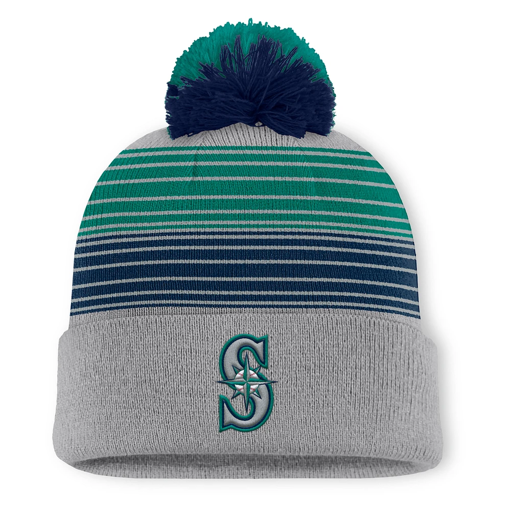 Men's Seattle Mariners Fanatics Gray Balk Cuffed Knit Hat with Pom