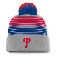 Men's Philadelphia Phillies Fanatics Gray Balk Cuffed Knit Hat with Pom