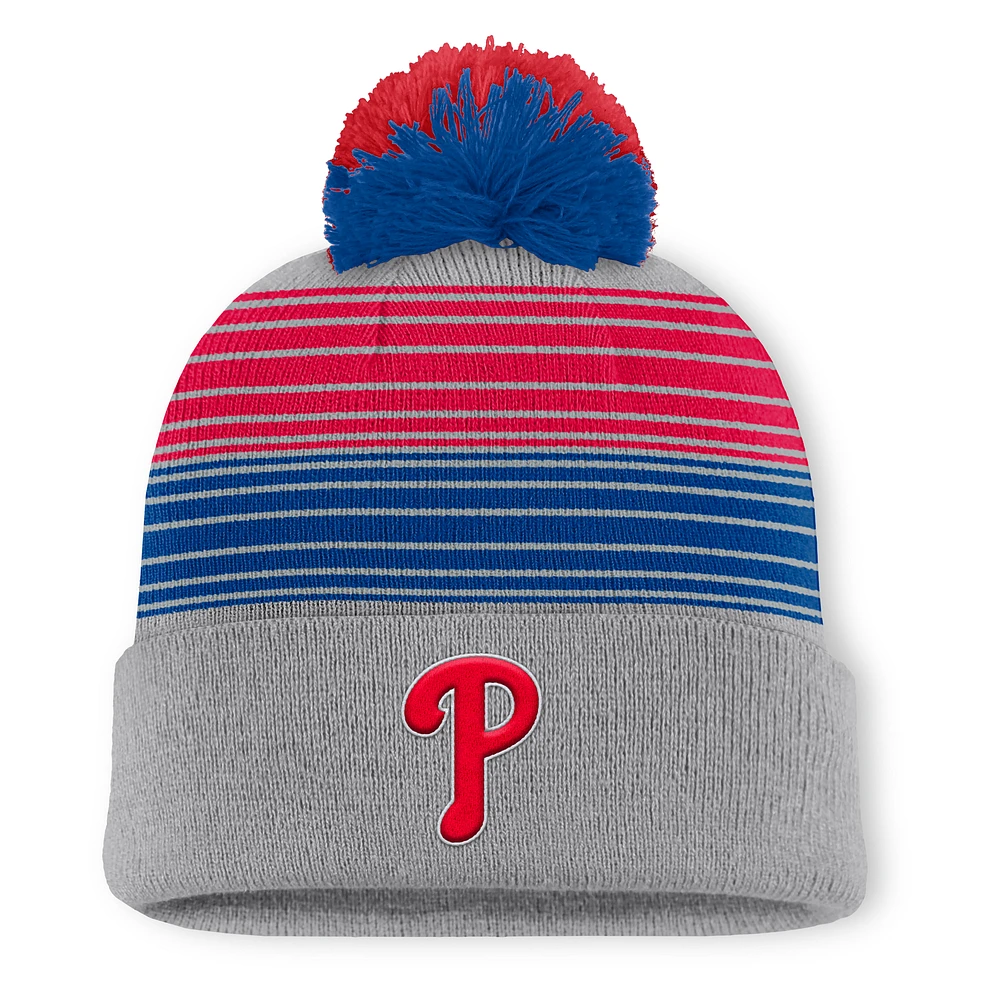 Men's Philadelphia Phillies Fanatics Gray Balk Cuffed Knit Hat with Pom