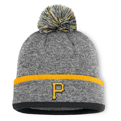 Men's Pittsburgh Pirates Fanatics Heather Gray Backstop Cuffed Knit Hat with Pom