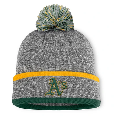 Men's Athletics Fanatics Heather Gray Backstop Cuffed Knit Hat with Pom