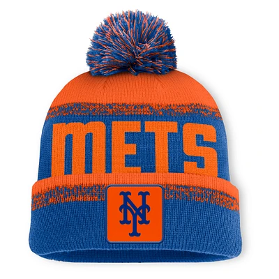 Men's Fanatics Royal/Orange New York Mets No-Doubter Cuffed Knit Hat with Pom