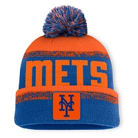 Men's Fanatics Royal/Orange New York Mets No-Doubter Cuffed Knit Hat with Pom