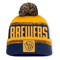 Men's Fanatics Navy/Gold Milwaukee Brewers No-Doubter Cuffed Knit Hat with Pom