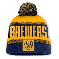 Men's Fanatics Navy/Gold Milwaukee Brewers No-Doubter Cuffed Knit Hat with Pom