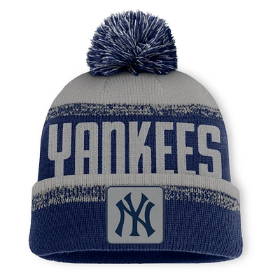 Men's Fanatics Navy/Gray New York Yankees No-Doubter Cuffed Knit Hat with Pom