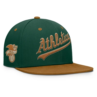 Men's Fanatics Green/Tan Athletics Splinter Fitted Hat