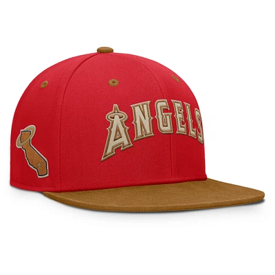 Men's Fanatics Red/Tan Los Angeles Angels Splinter Fitted Hat