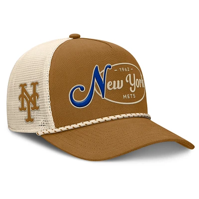 Men's Fanatics Brown New York Mets A-Frame Trucker Adjustable Hat