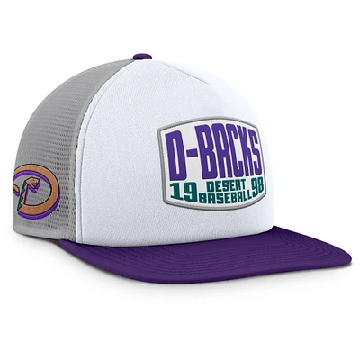 Men's Fanatics Gray/White Arizona Diamondbacks Cranked Foam Front Patch Trucker Adjustable Hat