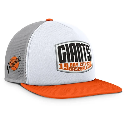 Men's Fanatics Gray/White San Francisco Giants Cranked Foam Front Patch Trucker Adjustable Hat