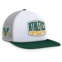 Men's Fanatics Gray/White Oakland Athletics Cooperstown Collection Cranked Foam Front Patch Trucker Adjustable Hat