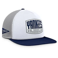 Men's Fanatics Gray/White New York Yankees Cranked Foam Front Patch Trucker Adjustable Hat