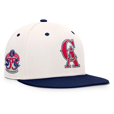 Men's Fanatics Cream/Navy California Angels Cooperstown Collection Unit Fitted Hat