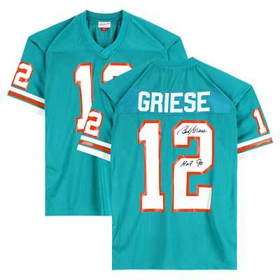 Bob Griese Miami Dolphins Autographed Mitchell and Ness 1973 Teal Authentic Jersey with "H.o.F. '90" Inscription