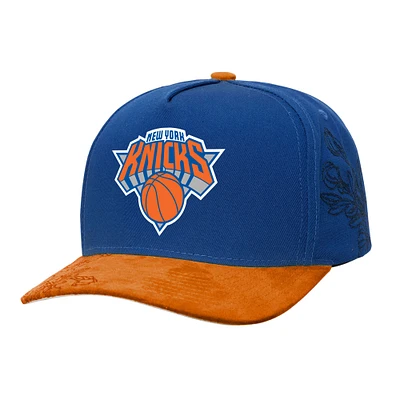 Men's Mitchell & Ness  Blue/Orange New York Knicks May Flowers Adjustable Hat