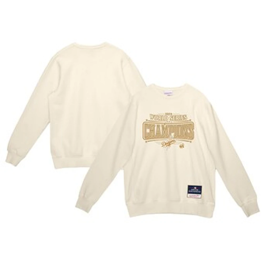 Men's Mitchell & Ness  Cream Los Angeles Dodgers 2024 World Series Champions Fleece Pullover Sweatshirt